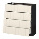 МЕТОД / ФОРВАРА Напольн шкаф 4 фронт панели/4 ящика - 80x37 см, Хитарп белый с оттенком, под дерево черный МЕТОД / ФОРВАРА Напольн шкаф 4 фронт панели/4 ящика - 80x37 см, Хитарп белый с оттенком, под дерево черный