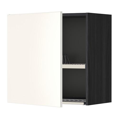 METOD шкаф навесной с сушкой черный/Веддинге белый 60x60 см