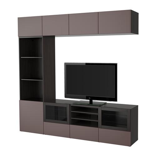 БЕСТО Шкаф для ТВ, комбин/стеклян дверцы - черно-коричневый/Вальвикен темно-коричневый, прозрачное стекло, направляющие ящика,нажимные БЕСТО Шкаф для ТВ, комбин/стеклян дверцы - черно-коричневый/Вальвикен темно-коричневый, прозрачное стекло, направляющие ящика,нажимные