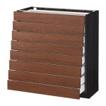 МЕТОД / МАКСИМЕРА Наполн шкаф 8 фронт/8 низк ящиков - под дерево черный, Филипстад коричневый, 80x37 см