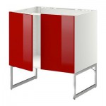 МЕТОД Напольн шкаф д раковины+2 двери - Рингульт глянцевый красный, МЕТОД Напольн шкаф д раковины+2 двери - Рингульт глянцевый красный,