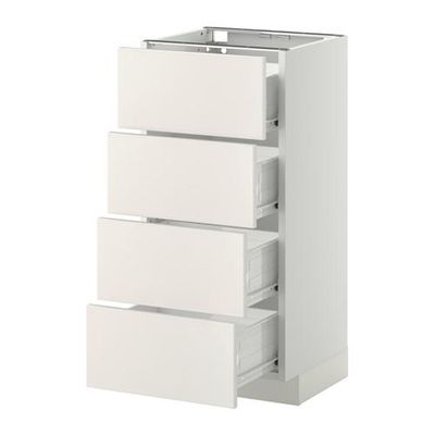 МЕТОД / ФОРВАРА Напольн шкаф 4 фронт панели/4 ящика - 40x37 см, Веддинге белый, белый МЕТОД / ФОРВАРА Напольн шкаф 4 фронт панели/4 ящика - 40x37 см, Веддинге белый, белый