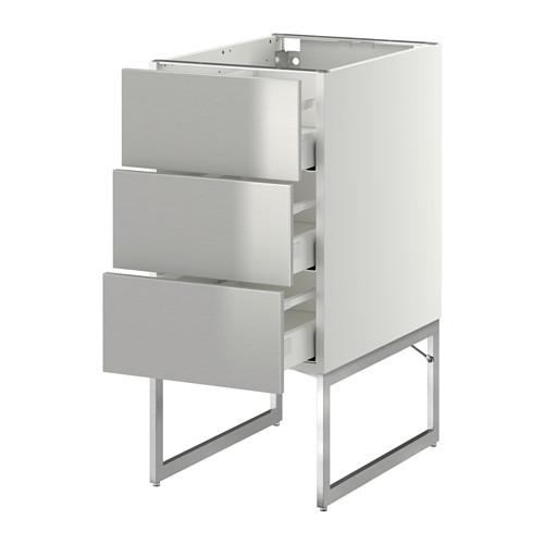 МЕТОД / МАКСИМЕРА Нплн шк 3 фрнт/3 средн ящика - белый, Гревста нержавеющ сталь, 40x60x60 см МЕТОД / МАКСИМЕРА Нплн шк 3 фрнт/3 средн ящика - белый, Гревста нержавеющ сталь, 40x60x60 см