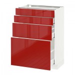 МЕТОД / МАКСИМЕРА Напольн шкаф 4 фронт панели/4 ящика - 60x37 см, Рингульт глянцевый красный, белый МЕТОД / МАКСИМЕРА Напольн шкаф 4 фронт панели/4 ящика - 60x37 см, Рингульт глянцевый красный, белый