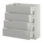 МЕТОД / МАКСИМЕРА Напольн шкаф 4 фронт панели/4 ящика - белый, Гревста нержавеющ сталь, 80x37 см МЕТОД / МАКСИМЕРА Напольн шкаф 4 фронт панели/4 ящика - белый, Гревста нержавеющ сталь, 80x37 см