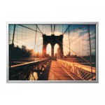 BJÖRKSTA картина с рамой Бруклинский мост на закате/цвет алюминия 118x78 см