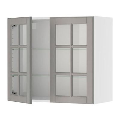 ФАКТУМ Навесной шкаф с 2 стеклянн дверями - Лидинго серый, 80x70 см