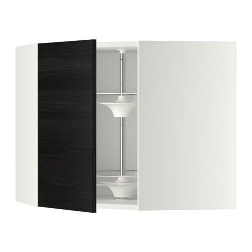 МЕТОД Угл нвсн шкф с вращающ секц - белый, Тингсрид под дерево черный, 68x60 см