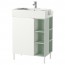 ЛИЛЛОНГЕН Шкаф п/раковину с 1 двр/2 откр полк - белый/бледно-зеленый