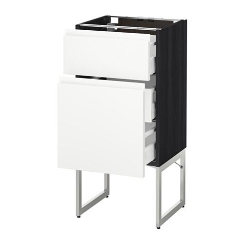 МЕТОД / МАКСИМЕРА Наполн шк 2 фрнт/3 средн ящ - под дерево черный, Воксторп белый, 40x37x60 см
