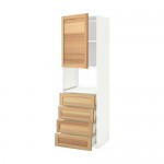 МЕТОД / ФОРВАРА Высок шкаф д/духовки/дверца/4ящика - белый, Торхэмн естественный ясень, 60x60x200 см