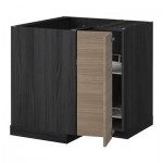 МЕТОД Угл напольн шкаф с вращающ секц - Брокхульт под грецкий орех светло-серый, под дерево черный МЕТОД Угл напольн шкаф с вращающ секц - Брокхульт под грецкий орех светло-серый, под дерево черный