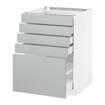 МЕТОД / МАКСИМЕРА Напольный шкаф с 5 ящиками - 60x60 см, Веддинге серый, белый