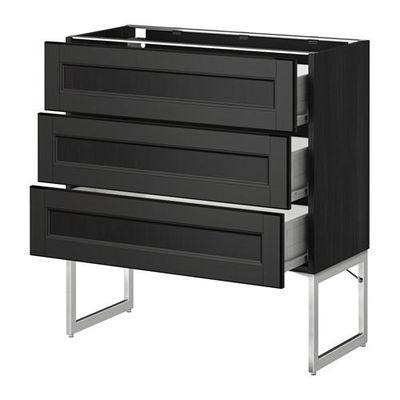 МЕТОД / ФОРВАРА Нплн шк 3 фрнт/3 средн ящика - 80x37x60 см, Лаксарби черно-коричневый, под дерево черный МЕТОД / ФОРВАРА Нплн шк 3 фрнт/3 средн ящика - 80x37x60 см, Лаксарби черно-коричневый, под дерево черный