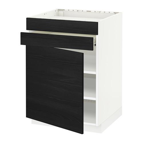 МЕТОД / ФОРВАРА Нап шк д/вар панели/дв/2фасада/1ящ - белый, Тингсрид под дерево черный