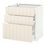МЕТОД / МАКСИМЕРА Напольный шкаф с 3 ящиками - белый, Хитарп белый с оттенком, 80x60 см