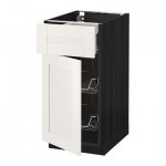 МЕТОД / ФОРВАРА Напольн шкаф с пров корз/ящ/дверью - 40x60 см, Сэведаль белый, под дерево черный