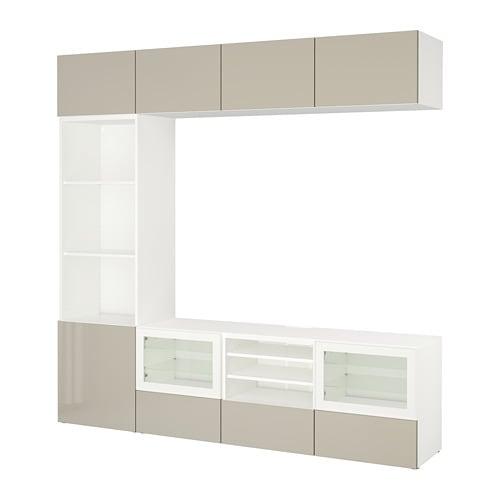 Bessto Cabinet For Tv Combin Glass Doors White Selsviken