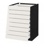 МЕТОД / МАКСИМЕРА Наполн шкаф 8 фронт/8 низк ящиков - под дерево черный, Сэведаль белый, 60x60 см МЕТОД / МАКСИМЕРА Наполн шкаф 8 фронт/8 низк ящиков - под дерево черный, Сэведаль белый, 60x60 см