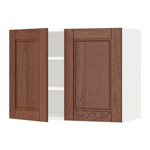 МЕТОД Навесной шкаф с полками/2дверцы - белый, Филипстад коричневый, 80x60 см