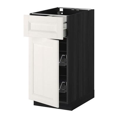 МЕТОД / МАКСИМЕРА Напольн шкаф с пров корз/ящ/дверью - 40x60 см, Лаксарби белый, под дерево черный