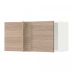 МЕТОД Шкаф навесной угловой - белый, Брокхульт под грецкий орех светло-серый