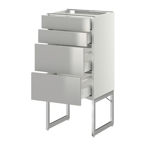 МЕТОД / МАКСИМЕРА Нплн шк 4 фронт/2 низк/2средн ящ - белый, Гревста нержавеющ сталь, 40x37x60 см МЕТОД / МАКСИМЕРА Нплн шк 4 фронт/2 низк/2средн ящ - белый, Гревста нержавеющ сталь, 40x37x60 см