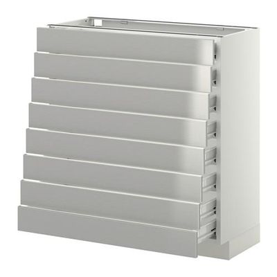 МЕТОД / ФОРВАРА Наполн шкаф 8 фронт/8 низк ящиков - белый, Гревста нержавеющ сталь, 80x37 см МЕТОД / ФОРВАРА Наполн шкаф 8 фронт/8 низк ящиков - белый, Гревста нержавеющ сталь, 80x37 см