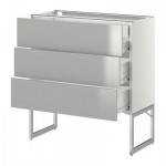 МЕТОД / ФОРВАРА Напольн шкаф 3фронт пнл/2низ/2ср ящ - 80x37x60 см, Гревста нержавеющ сталь, белый МЕТОД / ФОРВАРА Напольн шкаф 3фронт пнл/2низ/2ср ящ - 80x37x60 см, Гревста нержавеющ сталь, белый