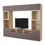 БЕСТО Шкаф для ТВ, комбин/стеклян дверцы - под беленый дуб/Вальвикен темно-коричневый, прозрачное стекло, направляющие ящика, плавно закр БЕСТО Шкаф для ТВ, комбин/стеклян дверцы - под беленый дуб/Вальвикен темно-коричневый, прозрачное стекло, направляющие ящика, плавно закр