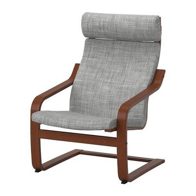 ПОЭНГ Кресло - Исунда серый, классический коричневый