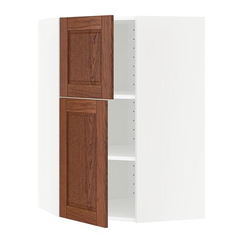 МЕТОД Угловой навесной шкаф+полки/2дверцы - белый, Филипстад коричневый МЕТОД Угловой навесной шкаф+полки/2дверцы - белый, Филипстад коричневый