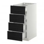 МЕТОД / ФОРВАРА Напольн шкаф 4 фронт панели/4 ящика - белый, Тингсрид под дерево черный, 40x60 см МЕТОД / ФОРВАРА Напольн шкаф 4 фронт панели/4 ящика - белый, Тингсрид под дерево черный, 40x60 см