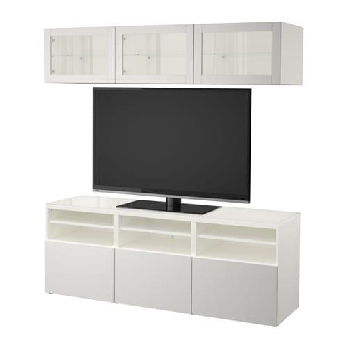 БЕСТО Шкаф для ТВ, комбин/стеклян дверцы - белый Лаппвикен/Синдвик светло-серый прозрачное стекло, направляющие ящика,нажимные БЕСТО Шкаф для ТВ, комбин/стеклян дверцы - белый Лаппвикен/Синдвик светло-серый прозрачное стекло, направляющие ящика,нажимные