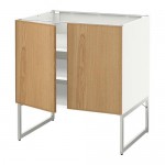 МЕТОД Напол шкаф с полками/2двери - белый, Экестад дуб, 80x60x60 см