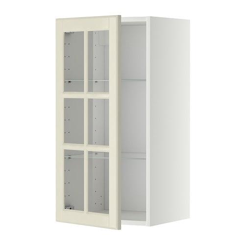 МЕТОД Навесной шкаф с полками/стекл дв - белый, Будбин белый с оттенком, 40x80 см МЕТОД Навесной шкаф с полками/стекл дв - белый, Будбин белый с оттенком, 40x80 см