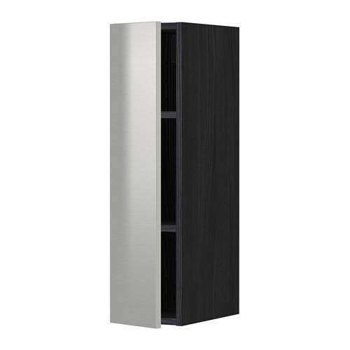 МЕТОД Шкаф навесной с полкой - под дерево черный, Гревста нержавеющ сталь, 20x80 см