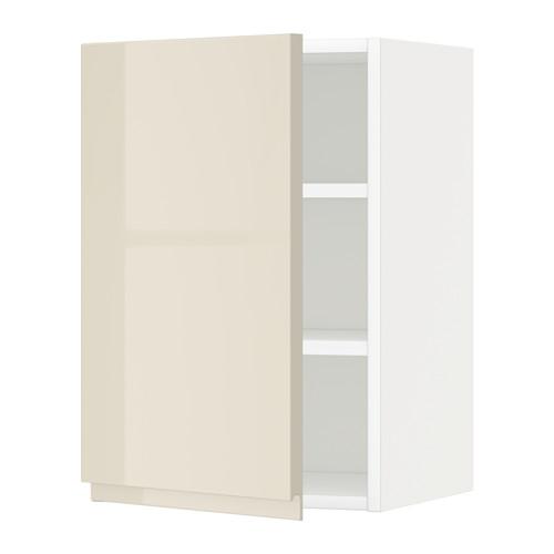 МЕТОД Шкаф навесной с полкой - белый, Воксторп глянцевый светло-бежевый, 40x60 см МЕТОД Шкаф навесной с полкой - белый, Воксторп глянцевый светло-бежевый, 40x60 см