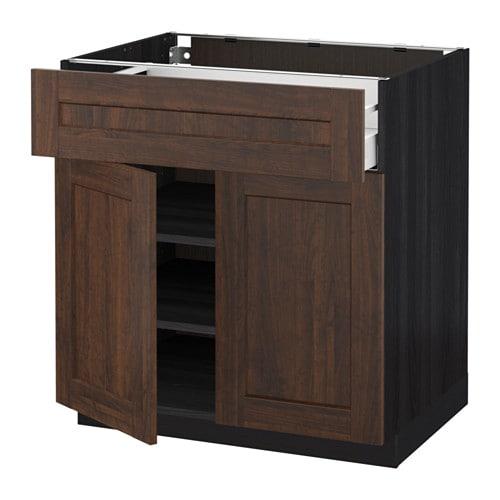 МЕТОД / МАКСИМЕРА Напольный шкаф+ящик/2дверцы - под дерево черный, Эдсерум под дерево коричневый, 80x60 см МЕТОД / МАКСИМЕРА Напольный шкаф+ящик/2дверцы - под дерево черный, Эдсерум под дерево коричневый, 80x60 см