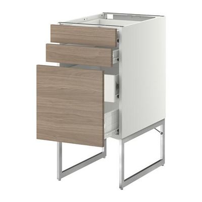 МЕТОД / ФОРВАРА Напольн шкаф 3фронт пнл/2низ/2ср ящ - 40x60x60 см, Брокхульт под грецкий орех светло-серый, белый МЕТОД / ФОРВАРА Напольн шкаф 3фронт пнл/2низ/2ср ящ - 40x60x60 см, Брокхульт под грецкий орех светло-серый, белый