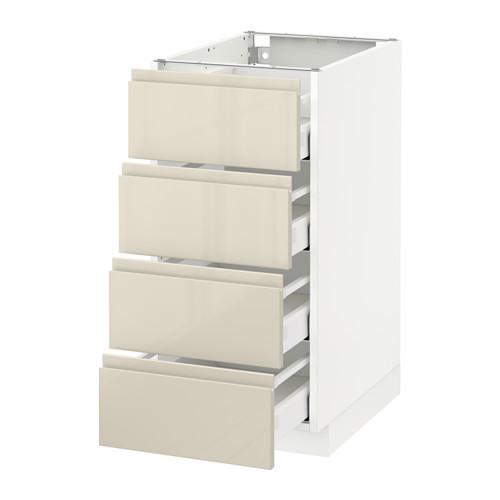 МЕТОД / МАКСИМЕРА Напольн шкаф 4 фронт панели/4 ящика - белый, Воксторп глянцевый светло-бежевый, 40x60 см МЕТОД / МАКСИМЕРА Напольн шкаф 4 фронт панели/4 ящика - белый, Воксторп глянцевый светло-бежевый, 40x60 см