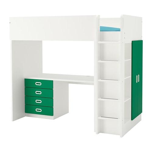 Pijlpunt Dapper bundel STUVA / FRITIDS Loft bed / 4 drawer / 2 doors - white / green (192.687.15)  - reviews, price, where to buy