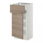 МЕТОД / ФОРВАРА Напольн шкаф двр/фр пнл/плк/2низ ящ - белый, Брокхульт под грецкий орех светло-серый, 40x37 см МЕТОД / ФОРВАРА Напольн шкаф двр/фр пнл/плк/2низ ящ - белый, Брокхульт под грецкий орех светло-серый, 40x37 см