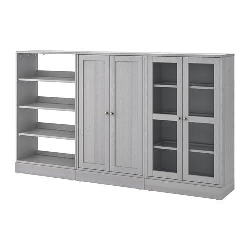 ХАВСТА Комбинация для хранения с сткл двр - серый