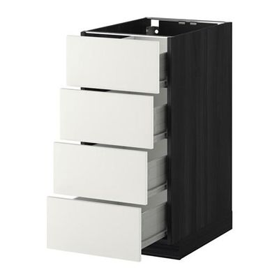 МЕТОД / ФОРВАРА Напольн шкаф 4 фронт панели/4 ящика - 40x60 см, Хэггеби белый, под дерево черный МЕТОД / ФОРВАРА Напольн шкаф 4 фронт панели/4 ящика - 40x60 см, Хэггеби белый, под дерево черный