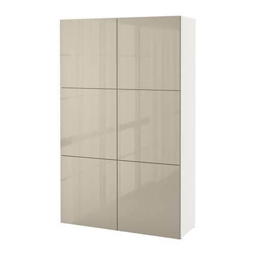 БЕСТО Комбинация для хранения с дверцами - белый/Сельсвикен глянцевый/бежевый