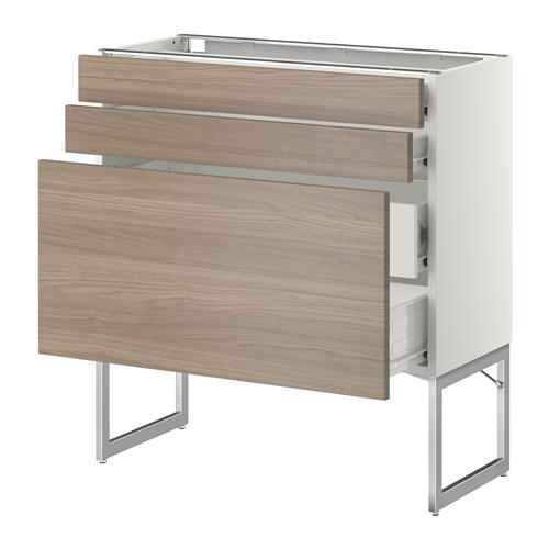 МЕТОД / ФОРВАРА Напольн шкаф 3фронт пнл/2низ/2ср ящ - 80x37x60 см, Брокхульт под грецкий орех светло-серый, белый МЕТОД / ФОРВАРА Напольн шкаф 3фронт пнл/2низ/2ср ящ - 80x37x60 см, Брокхульт под грецкий орех светло-серый, белый