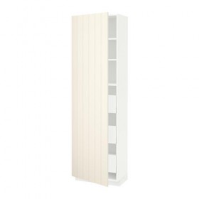 МЕТОД / МАКСИМЕРА Высокий шкаф с ящиками - белый, Хитарп белый с оттенком, 60x37x200 см