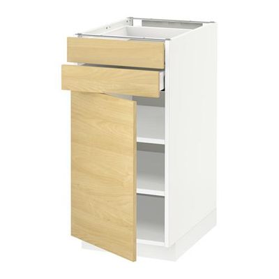 МЕТОД / МАКСИМЕРА Напольный шкаф с дверцей/2 ящиками - 40x60 см, Тингсрид под березу, белый МЕТОД / МАКСИМЕРА Напольный шкаф с дверцей/2 ящиками - 40x60 см, Тингсрид под березу, белый