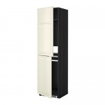 МЕТОД Высок шкаф д холодильн/мороз - под дерево черный, Будбин белый с оттенком, 60x60x220 см